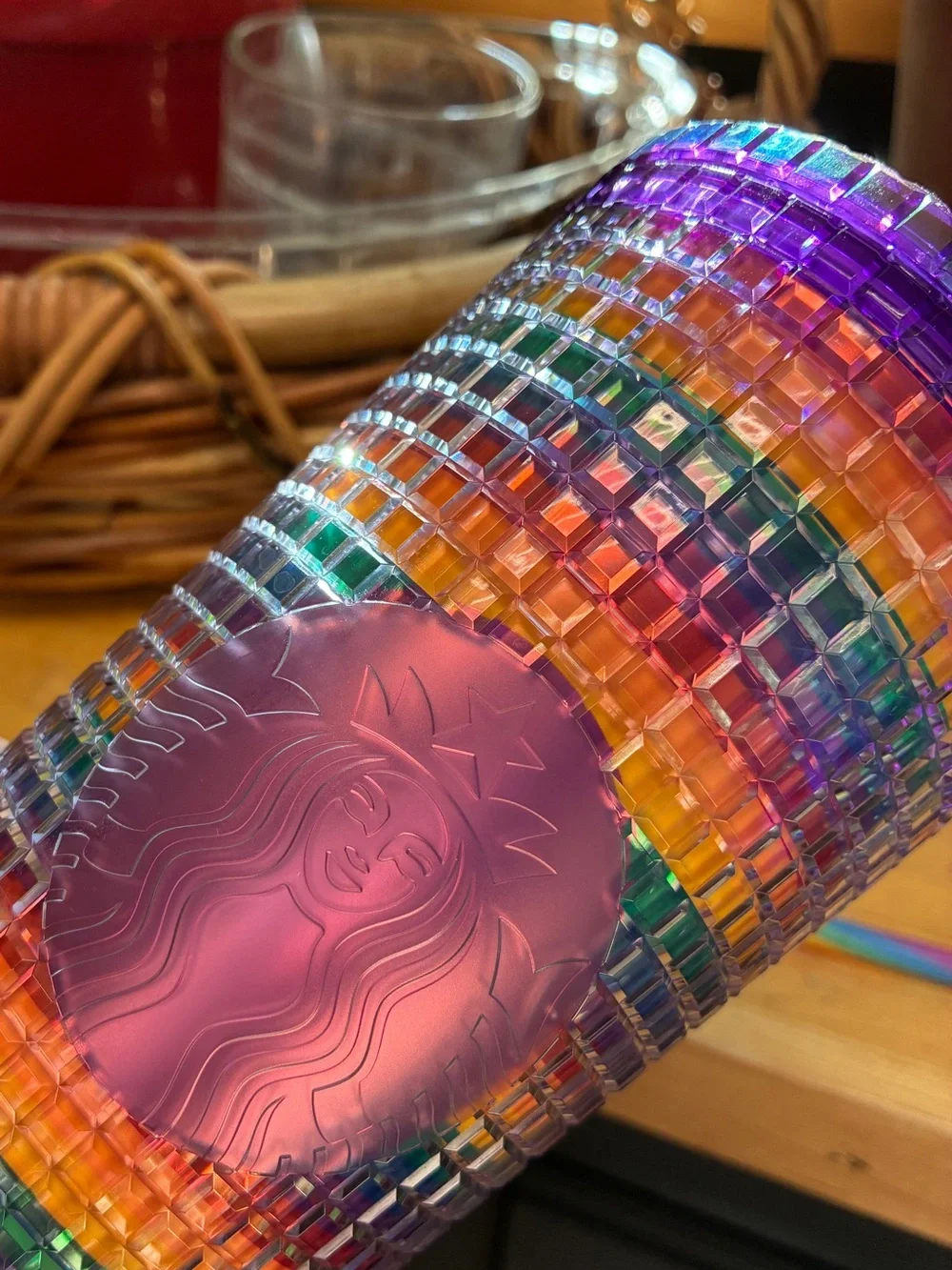 Disney Parks Starbucks Pride Tumbler Rainbow Studded Grid Venti 24oz